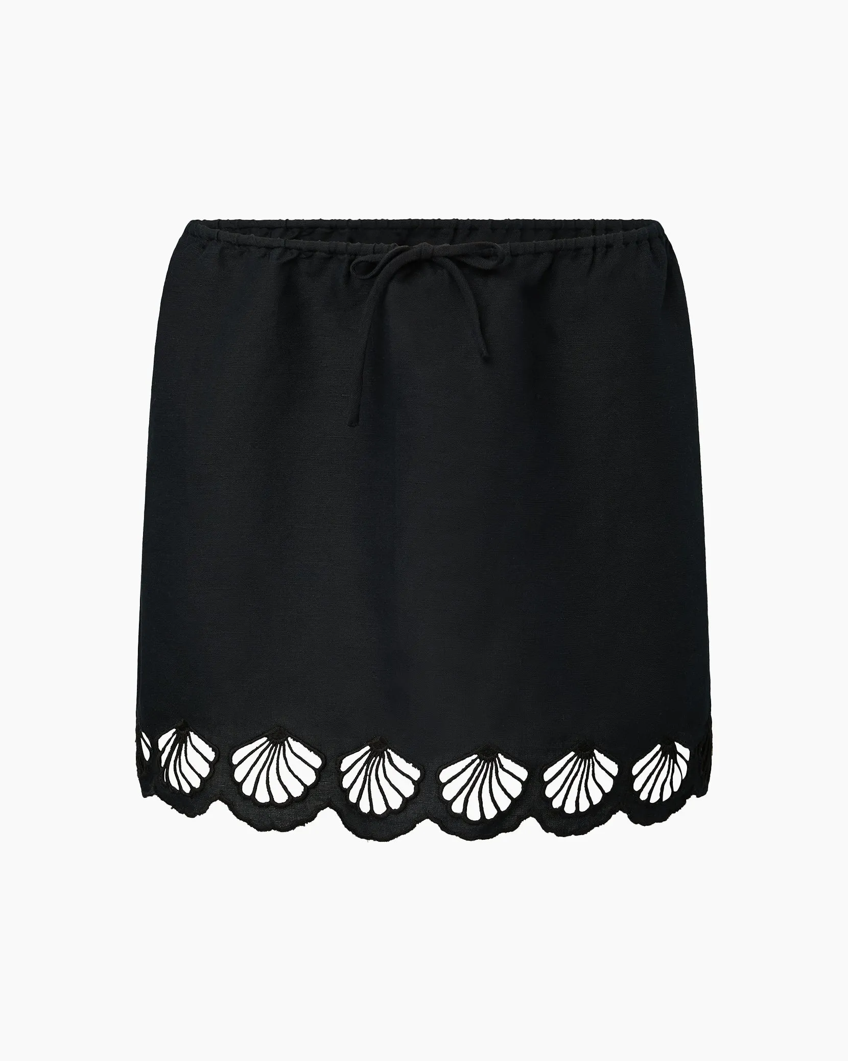 Air Linen Scallop Mini Skirt