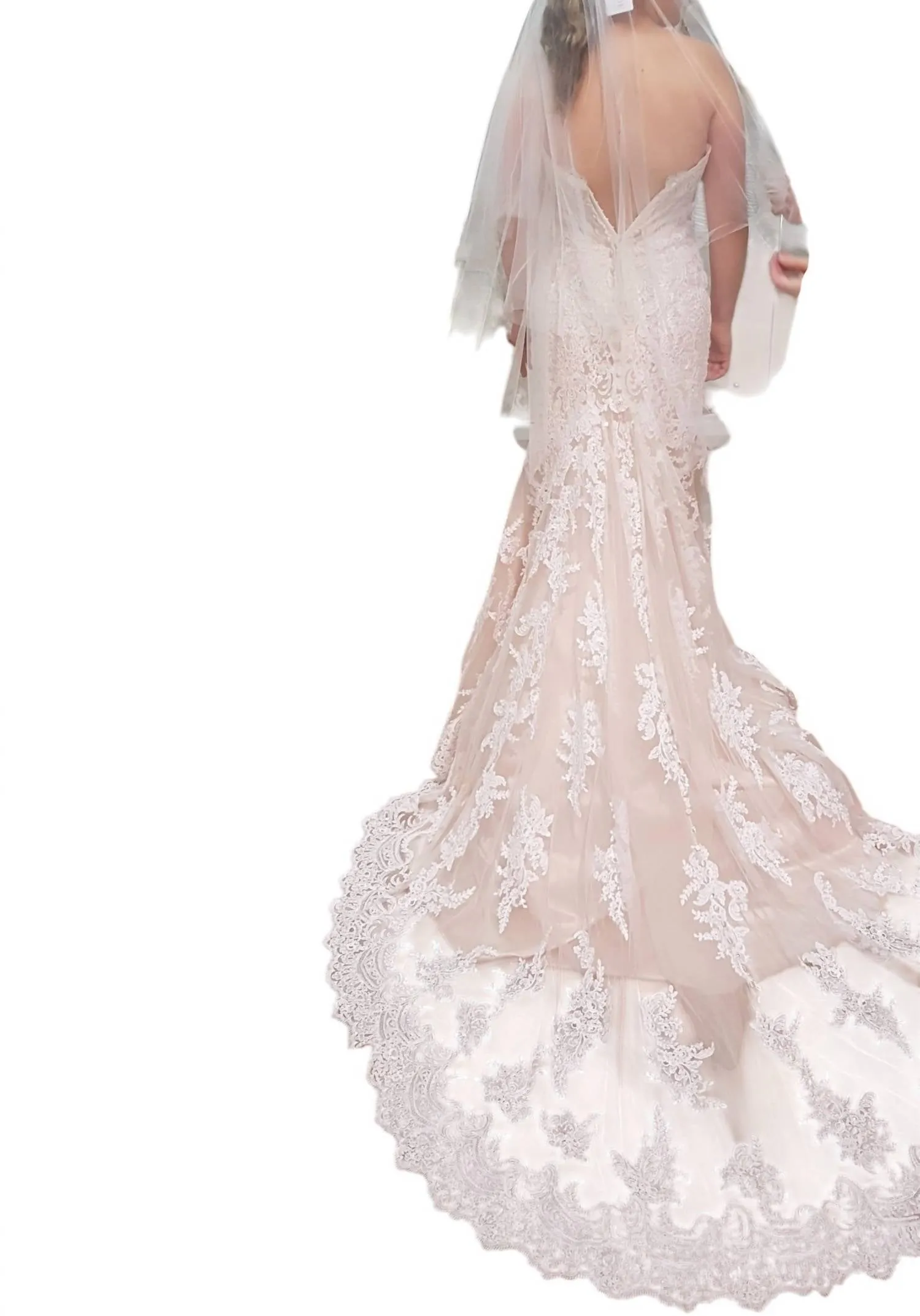 Allure Bridals - Elegant Lace Strapless Wedding Gown
