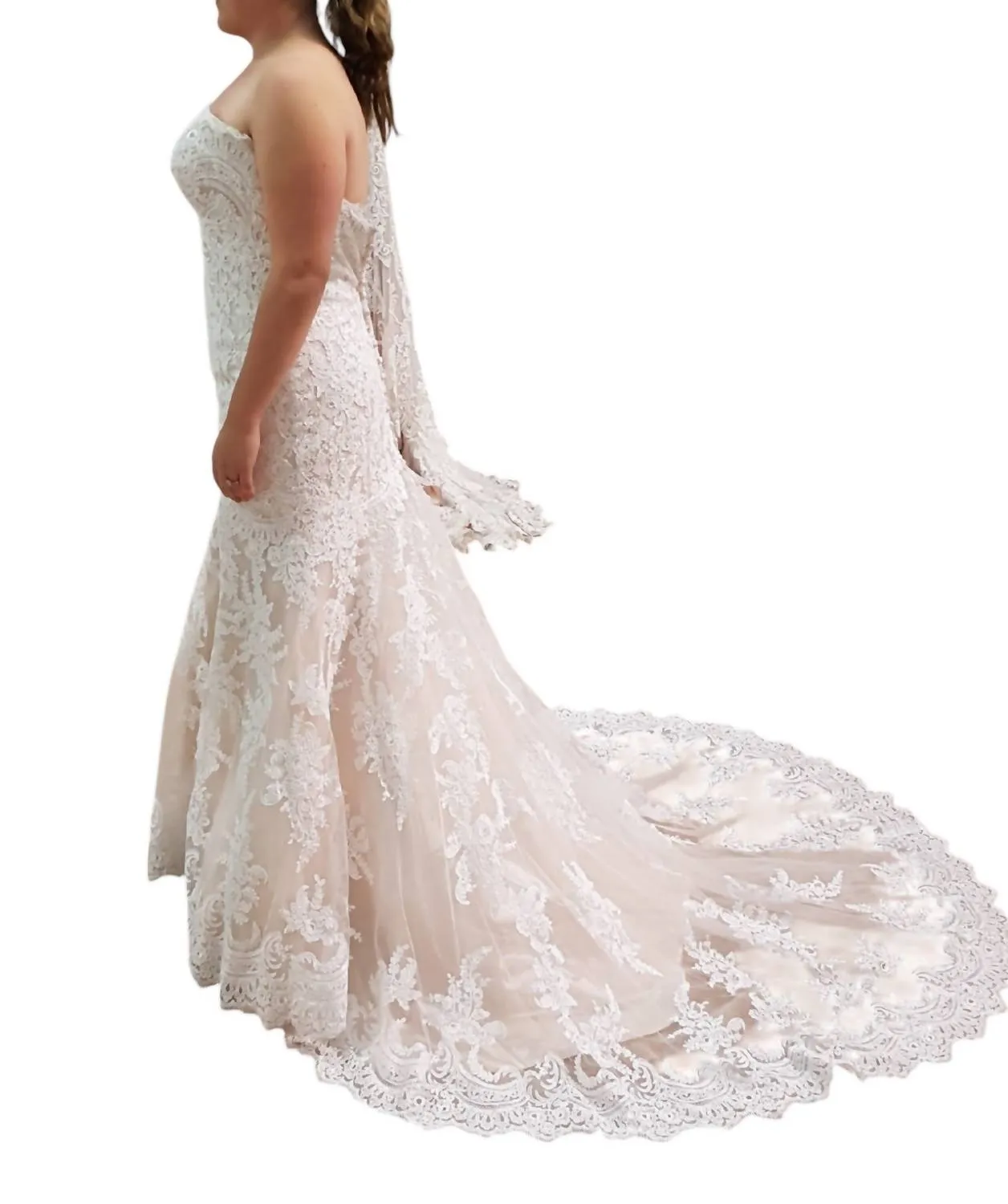 Allure Bridals - Elegant Lace Strapless Wedding Gown