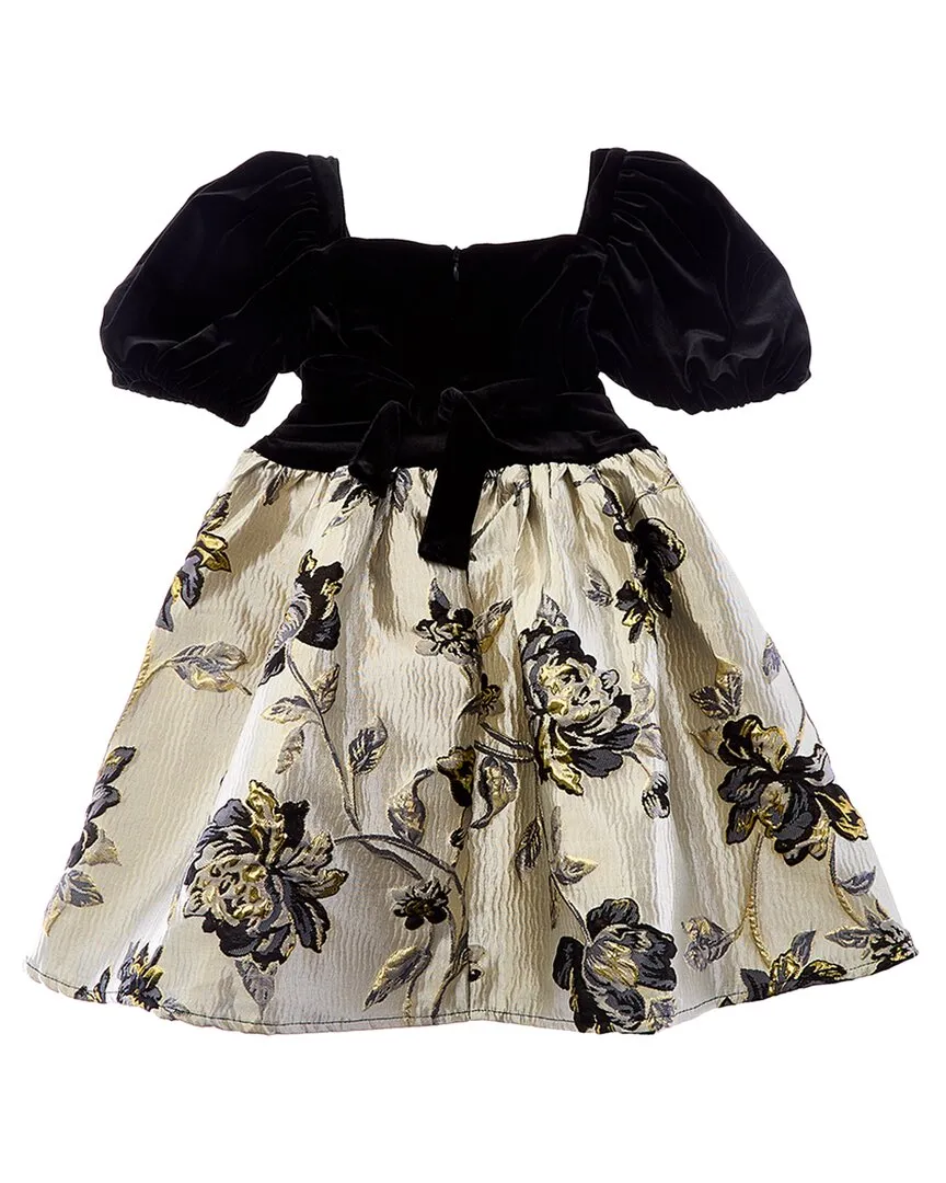 Badgley Mischka Velvet Top Puff Sleeve Dress