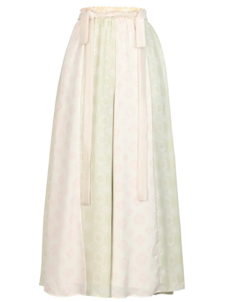 Chinese Hanfu-Inspired Printed Skirt Pants