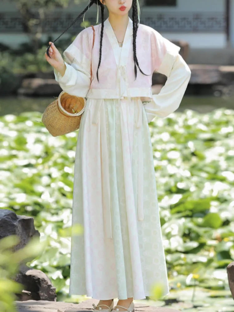 Chinese Hanfu-Inspired Printed Skirt Pants