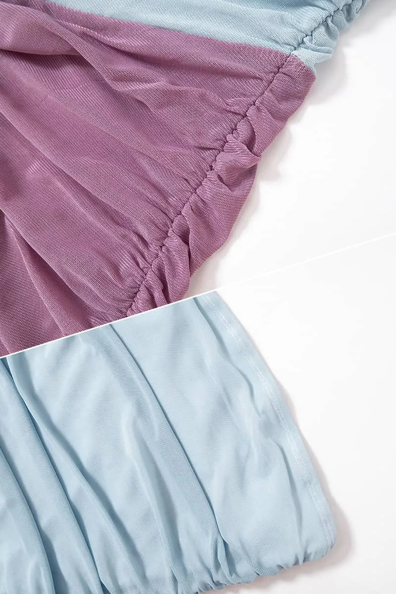 Contrast color stitching skinny high waist dress