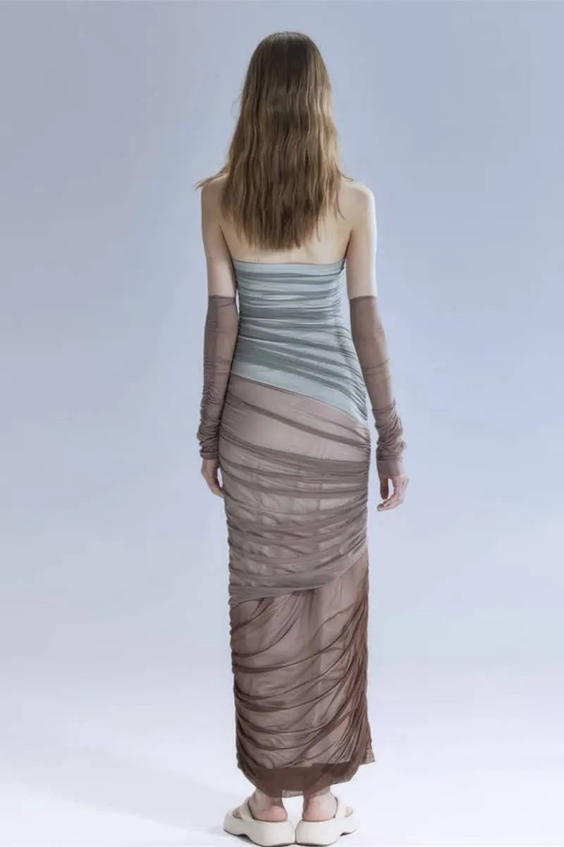 Contrast color stitching skinny high waist dress