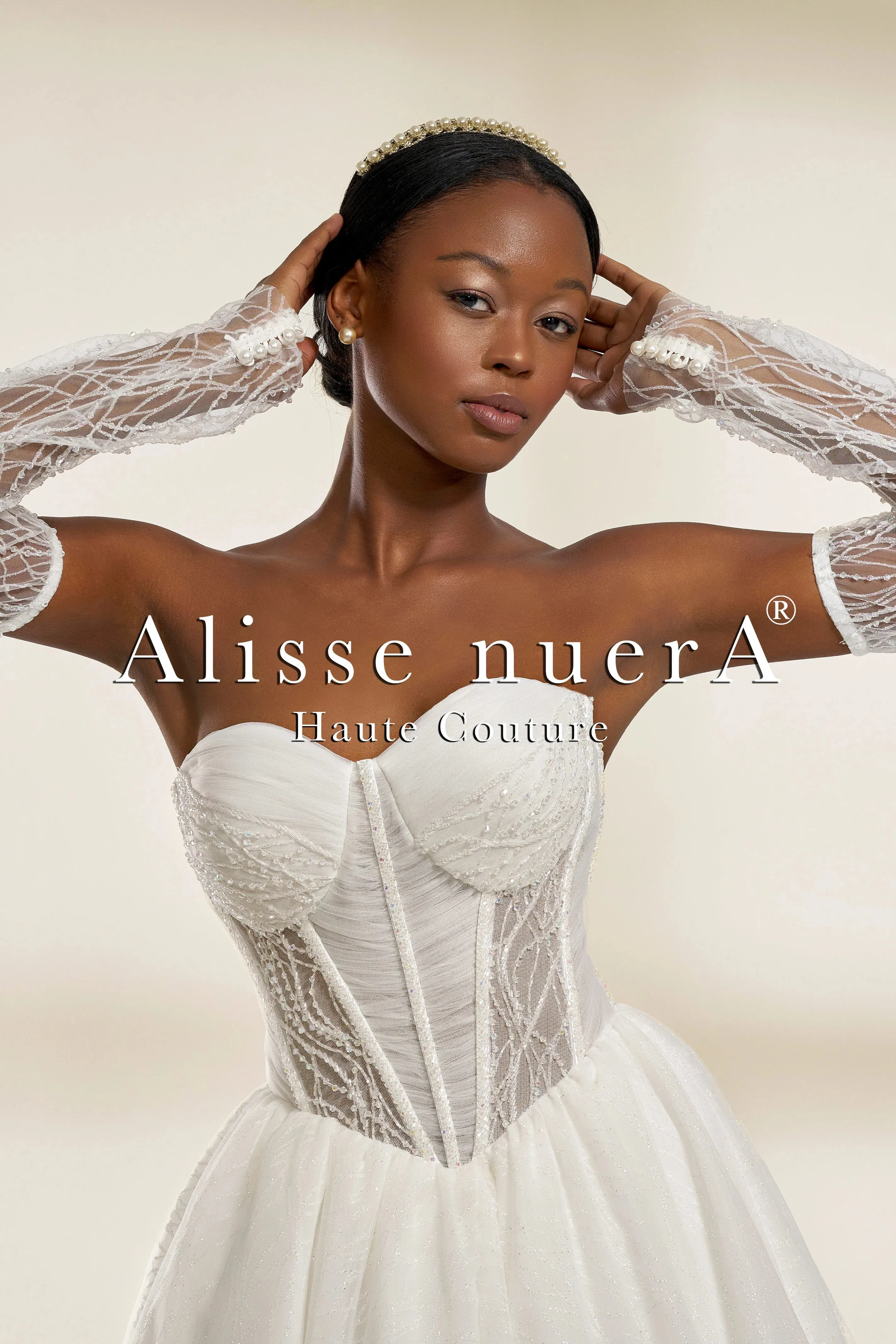 Corset Style A Line Wedding Dress with Detachable Sheer Sleeves and Embellishments