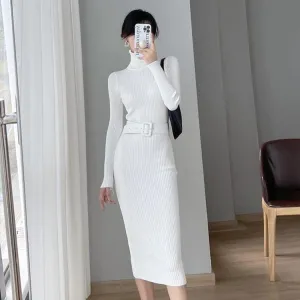 French Style Turtleneck Base Inner Knitted Dress