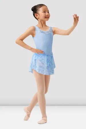 Girls Mirella Paisley Lt.Blue Double Scoop Neck Skirted Leotard