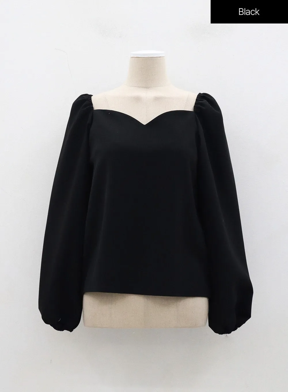 Heart Neck Puff Sleeve Blouse OJ316