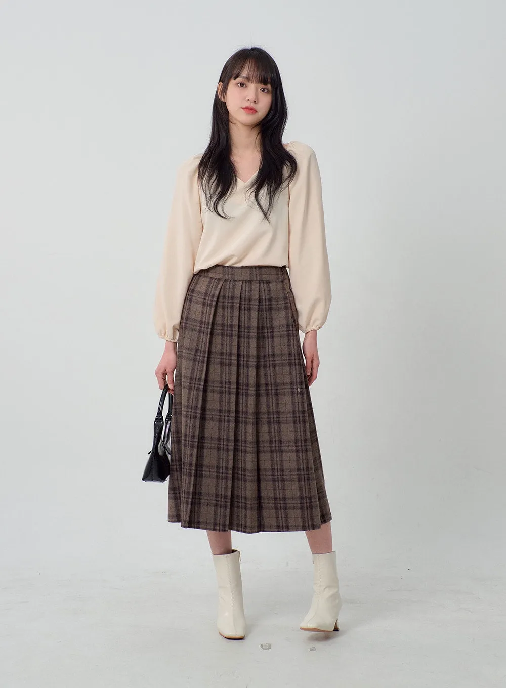 Heart Neck Puff Sleeve Blouse OJ316