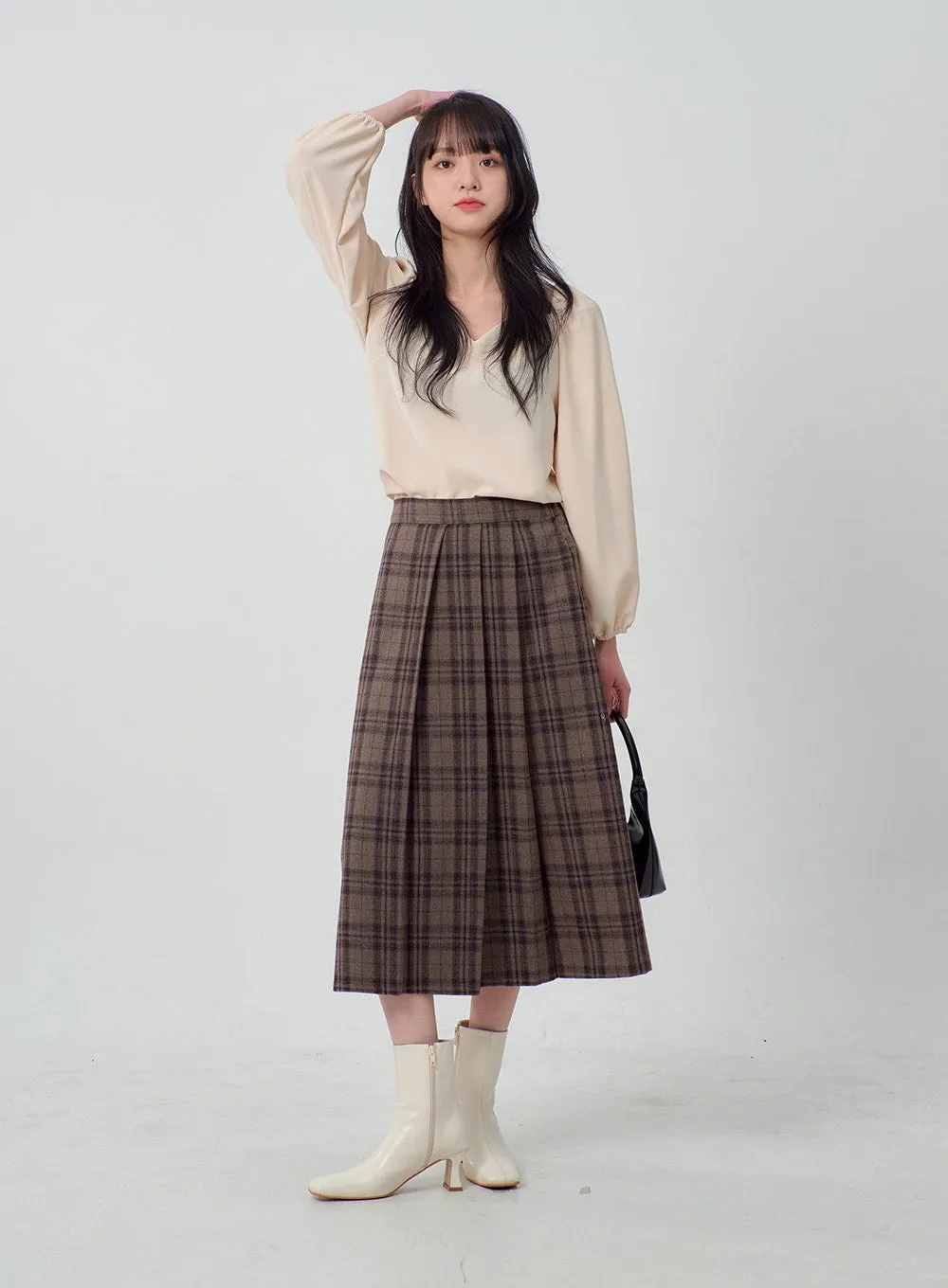 Heart Neck Puff Sleeve Blouse OJ316