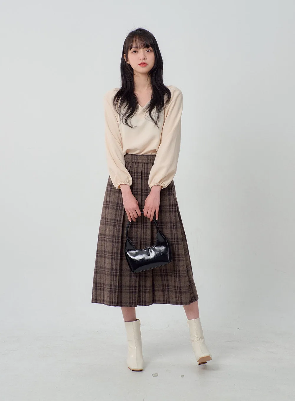 Heart Neck Puff Sleeve Blouse OJ316