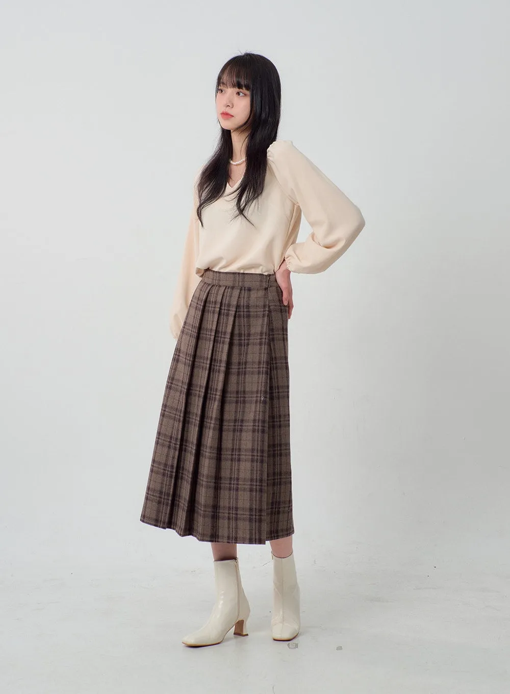 Heart Neck Puff Sleeve Blouse OJ316