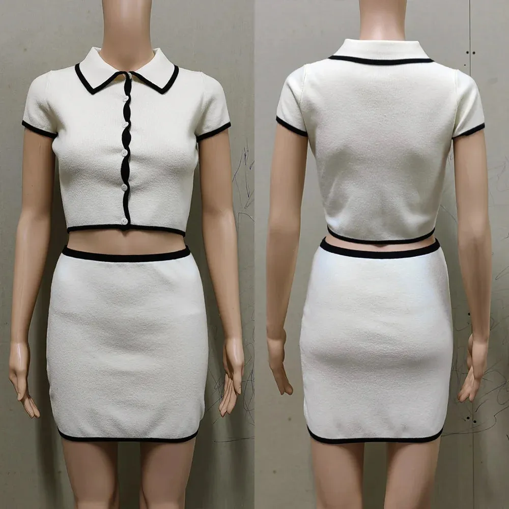 Knitted cardigan   hip skirt suit