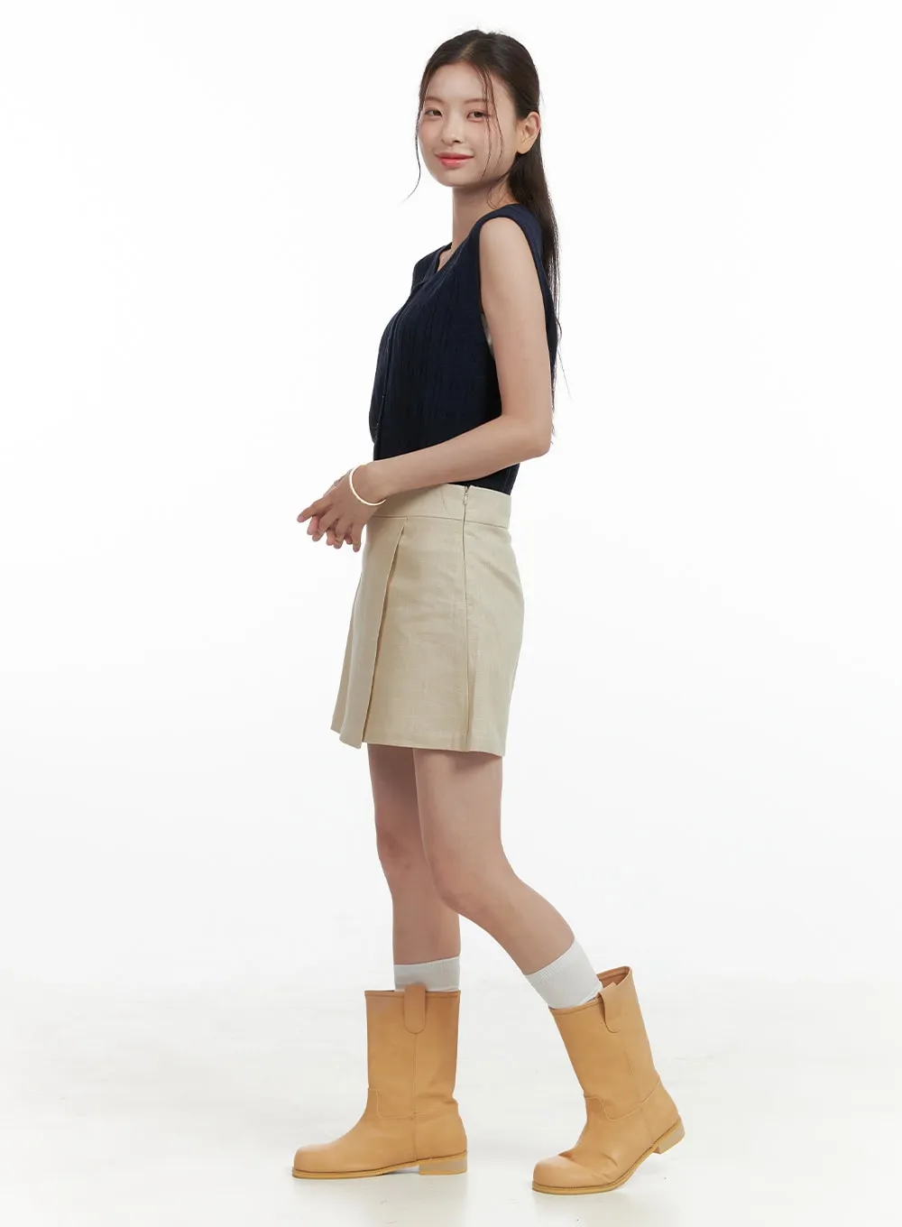 Linen Mini Wrap Skirt OL416