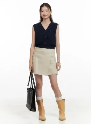 Linen Mini Wrap Skirt OL416