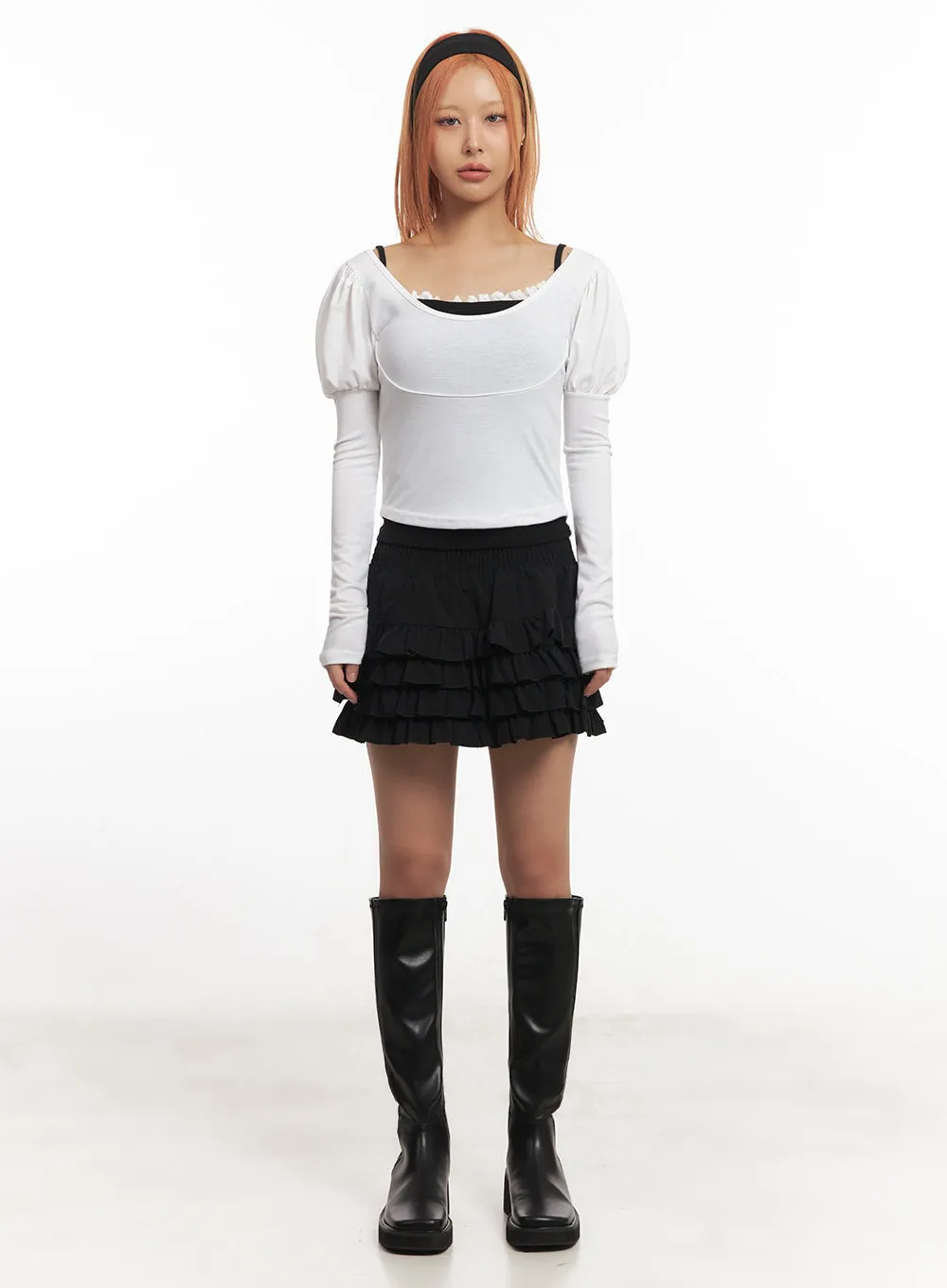 Puff-Sleeve Long Sleeve Top IA515