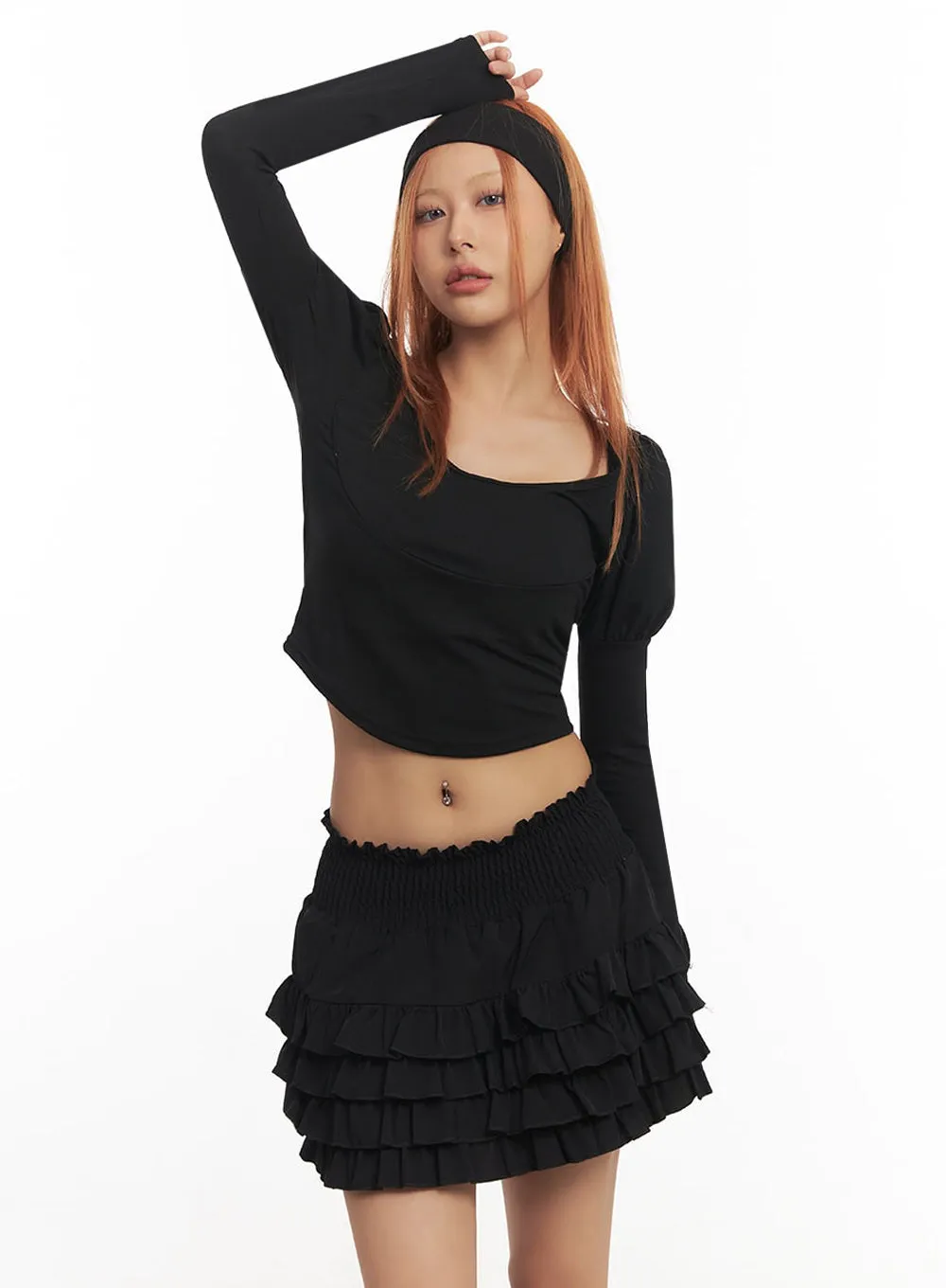 Puff-Sleeve Long Sleeve Top IA515