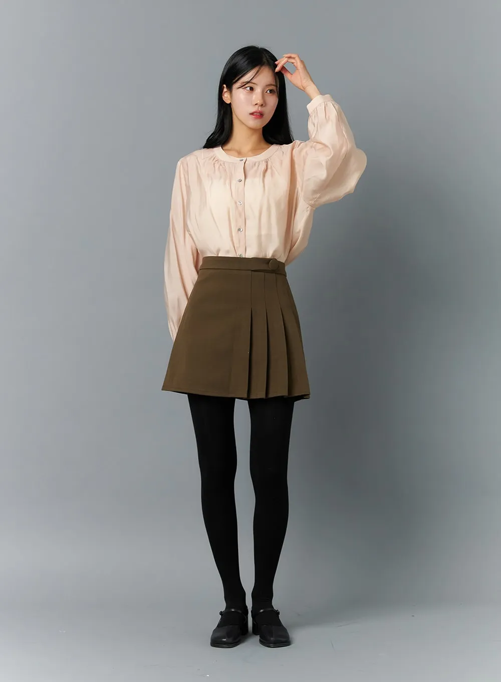 Round Neck Puff Sleeve Blouse ON324