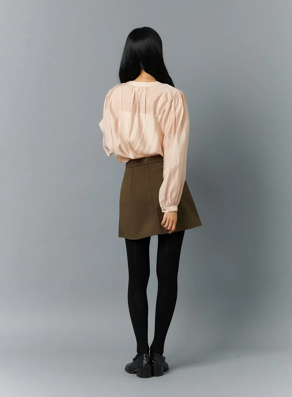 Round Neck Puff Sleeve Blouse ON324