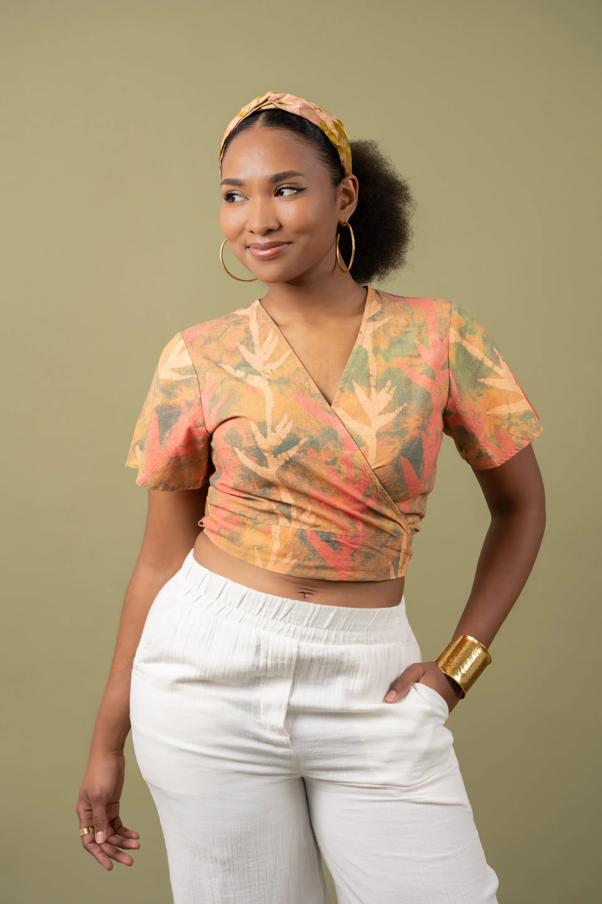 Short Sleeve Wrap Top - Paradise