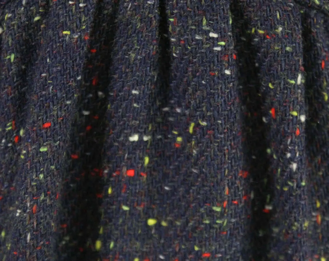 Size 8 Tweed Dress - 1970s Blue Flecked Jumper - Sleeveless Bodice - V Neck - Racer Back - Cute Fall Style - 70s Deadstock - 49723-1