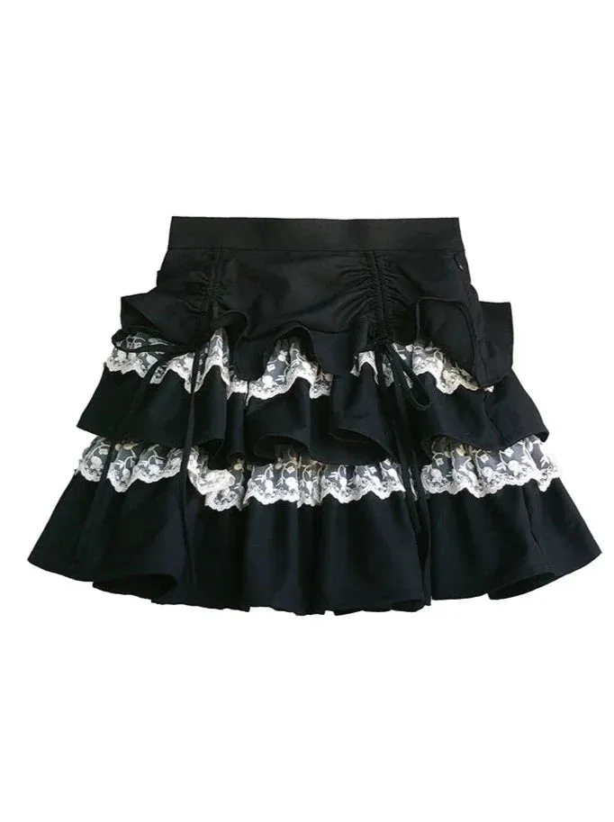 Skirt Top Sleeve Ruffle   Puff Cake Blouse