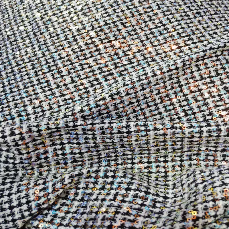 Small fragrant sequined fabric woolen woolen gold glitter woven colorful tweed autumn and winter coat clothing skirt diy
