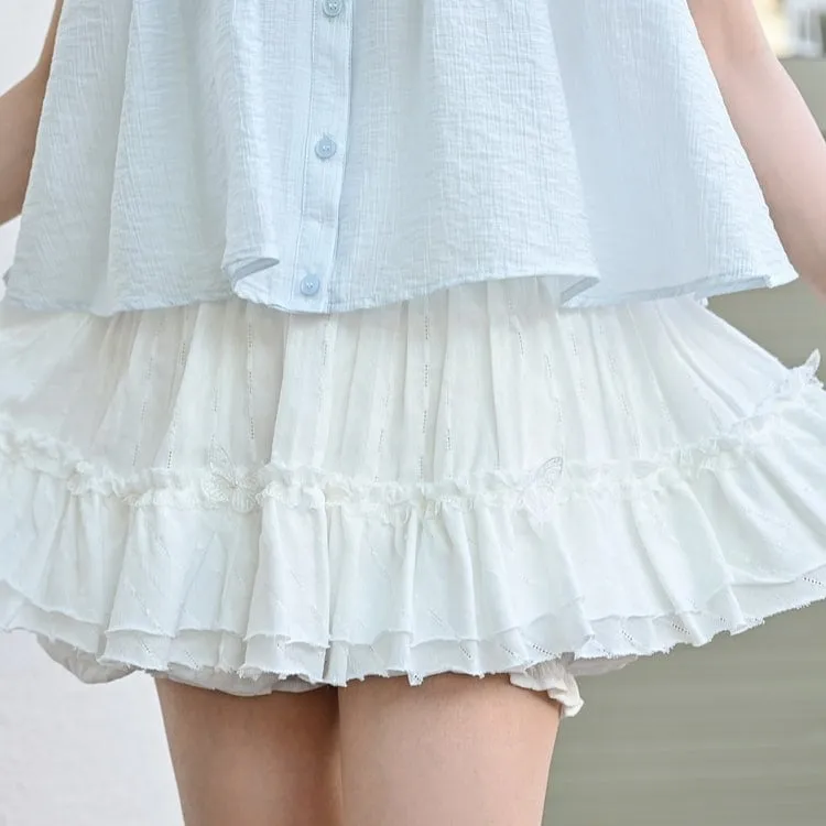 Summer Sweet Girl Style White Cake Skirt