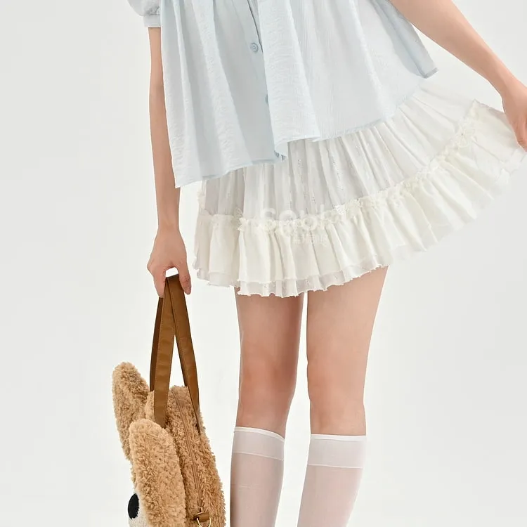Summer Sweet Girl Style White Cake Skirt