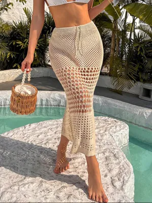 Tied Hollow Out Cover-Up Skirt