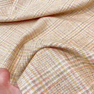 Two-color wool cotton plaid woolen fabric small fragrance woolen fabric spring and autumn suit cheongsam dress half skirt