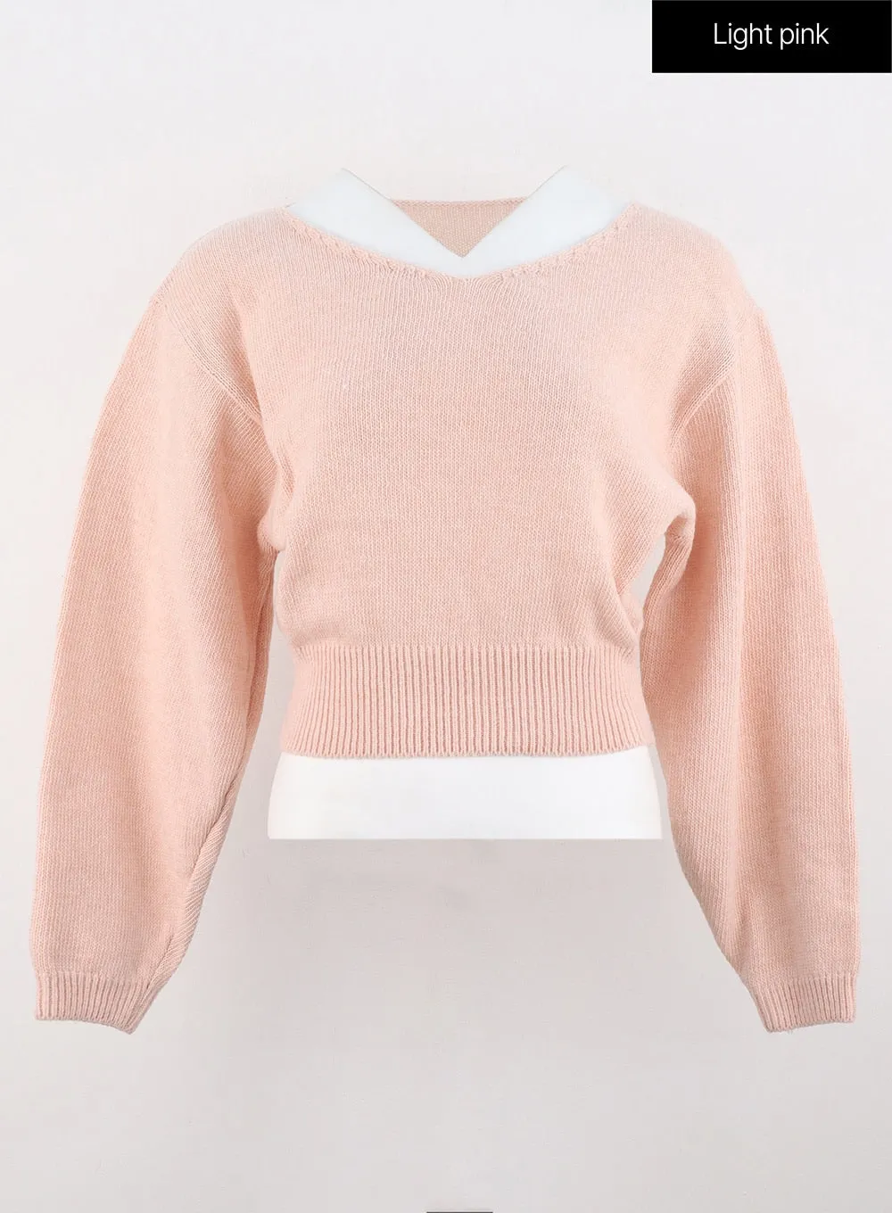 V-Neck Puff Sleeve Sweater OS302
