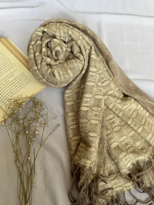 Woolen Pashmina-Plaid Print- Tan Oat
